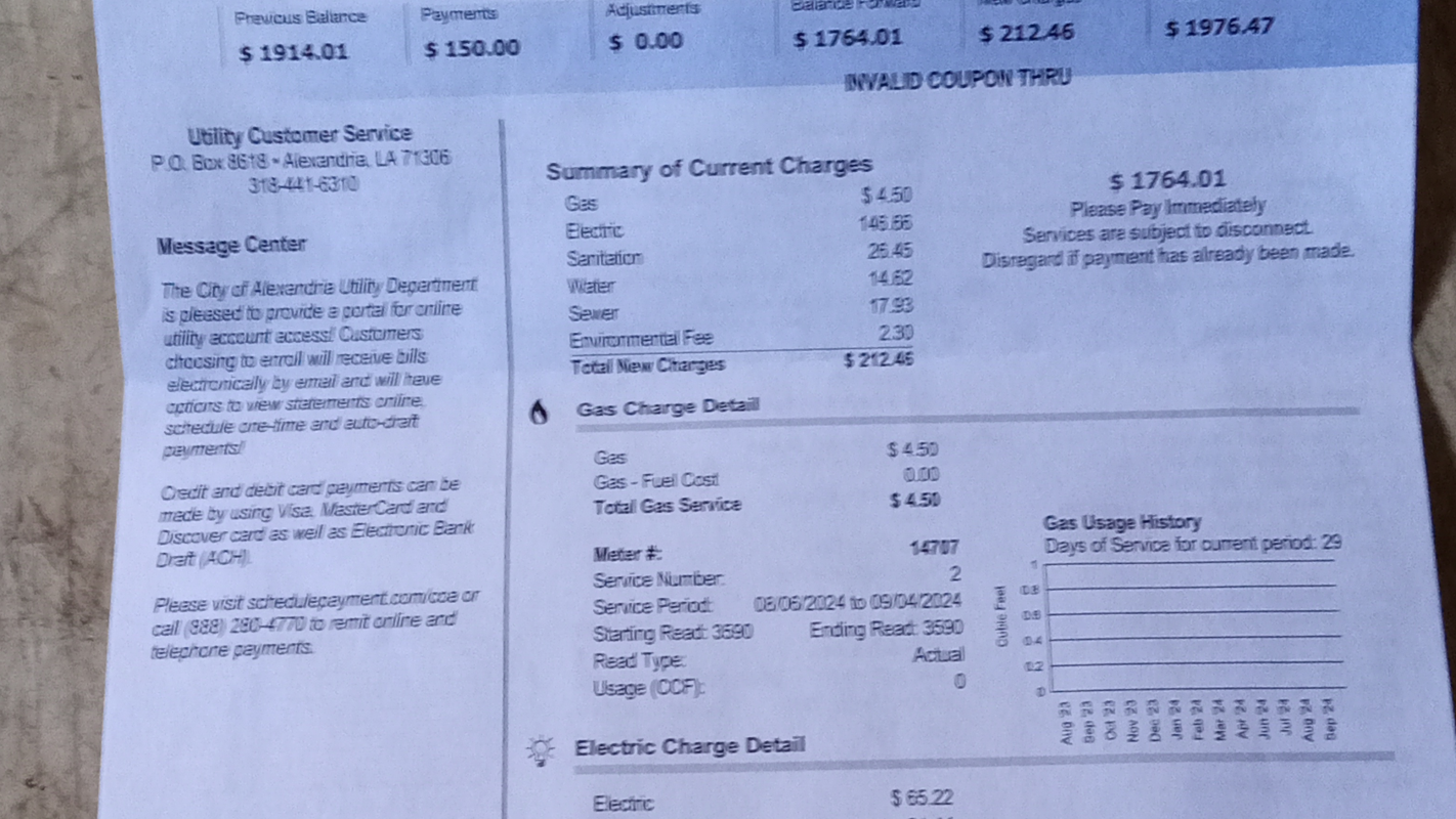 Electric bill and food