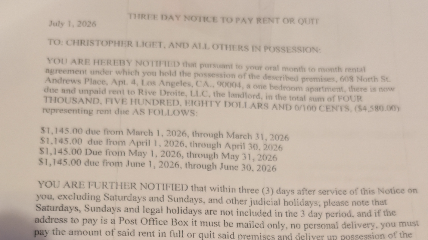 Eviction notice emergency