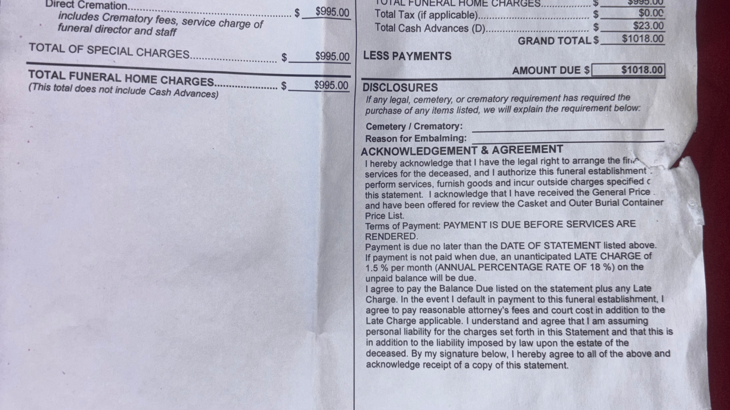 For funeral expenses