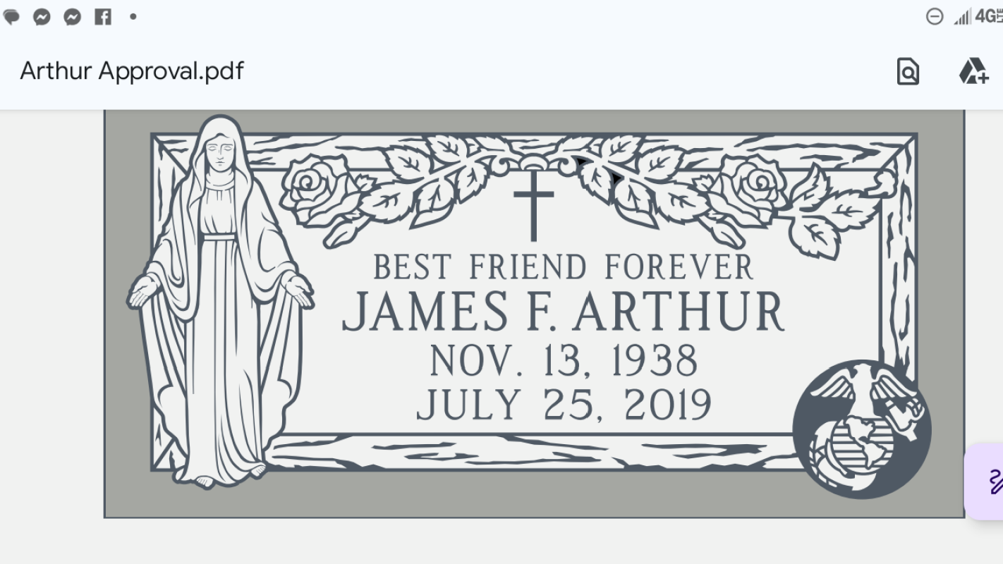 Grave Marker For James F. Arthur