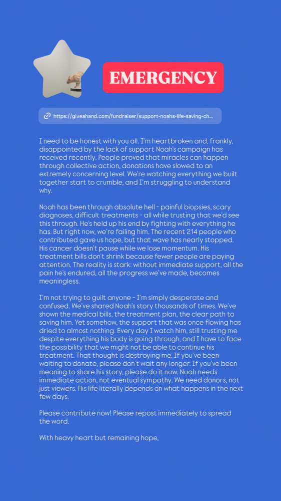 Noah’s campaign is struggling to find donors. Stop his euthanasia.