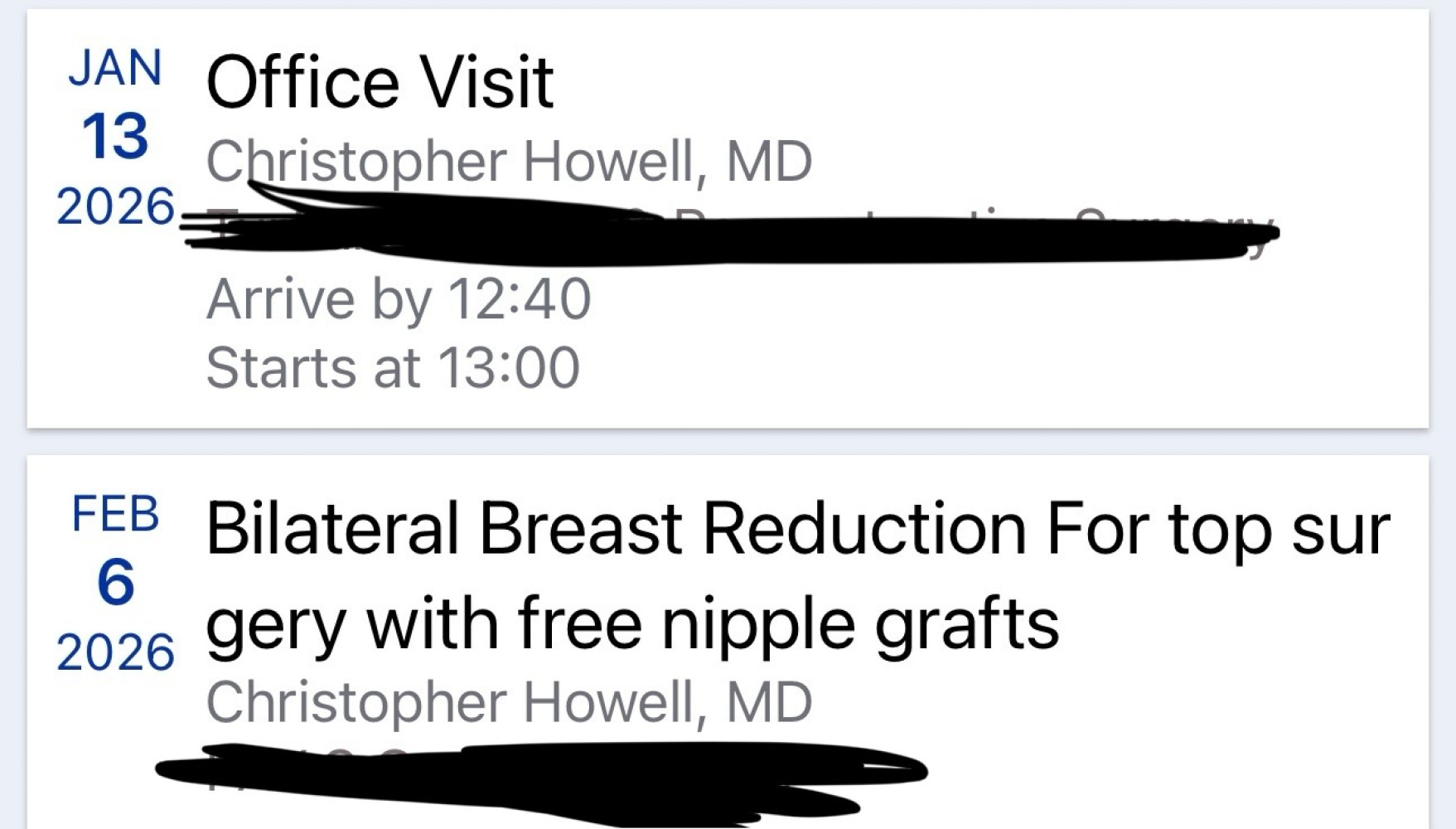 Updated Pre-Op date and Surgery date!